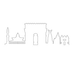 Kediri City Skyline – Minimalist Landmark Silhouette of Skyscrapers and Urban Architecture for Travel and Tourism