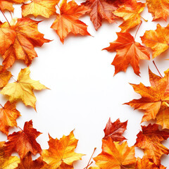Autumn leaves frame empty copy space