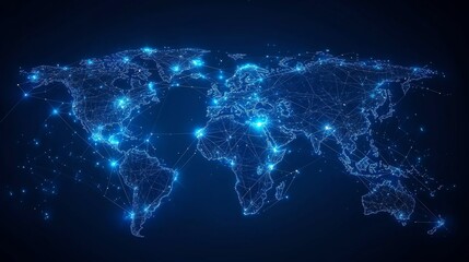 Global network security: World map vector illustration, cybersecurity concept, minimalistic design