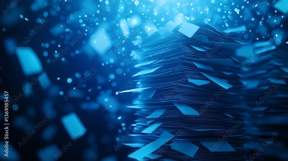 Aufkleber document management and data transfer via cloud technology - modern internet data exchange on dark b