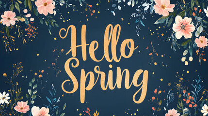 Fototapeta premium Hello Spring: A Floral Springtime Greeting Card