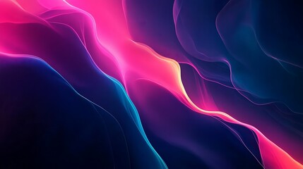 Obraz premium Abstract vibrant design with flowing wavy lines in shades of pink, purple, blue, and black creating dynamic composition