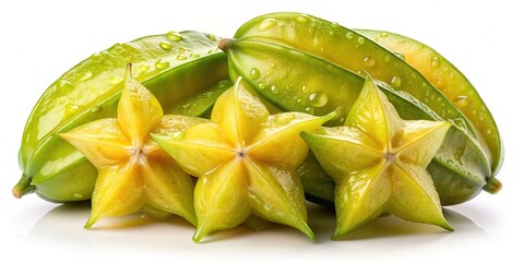 Fototapeta premium Fresh Juicy Star Fruits Ready to Eat Delicious Tropical Star Apples Averrhoa Carambola