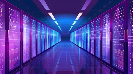 Futuristic metropolis with blue and violet neon light 