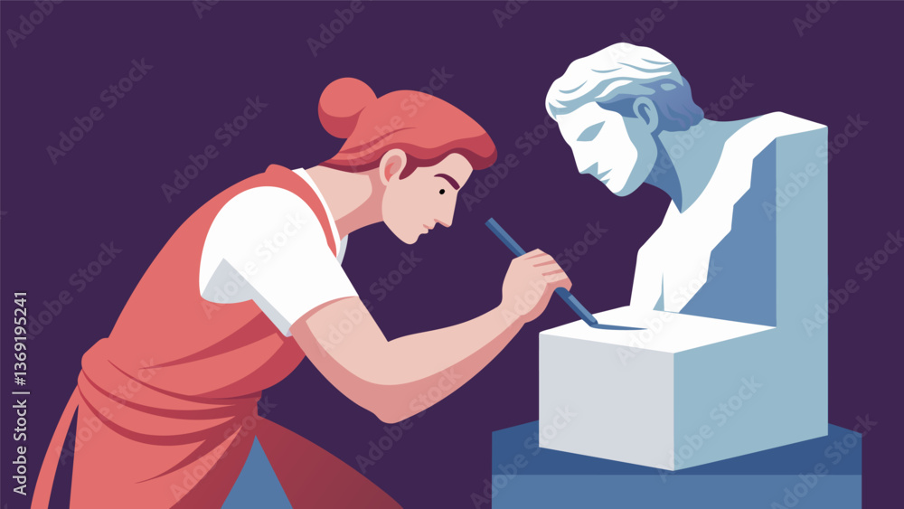 Aufkleber a sculptor chiseling away at a block of marble creating a stunning statue with smooth lifelike featu