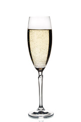 Glass of champagne isolated on white background