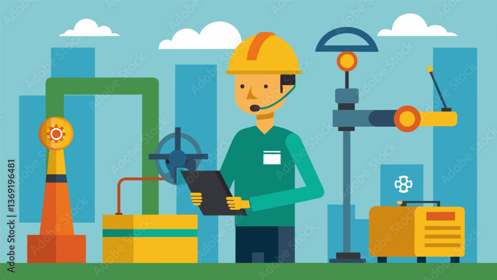 Poster a worker testing and adjusting equipment to reduce emissions and promote more efficient natural gas 