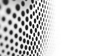 Abstract perforated metal sheet with round holes pattern in white tone background design