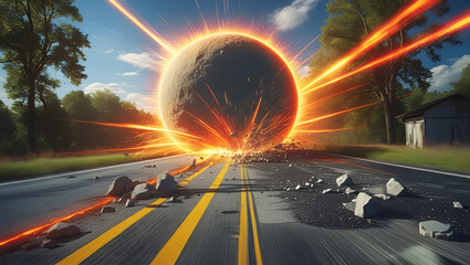 Celestial Impact A Fiery Descent