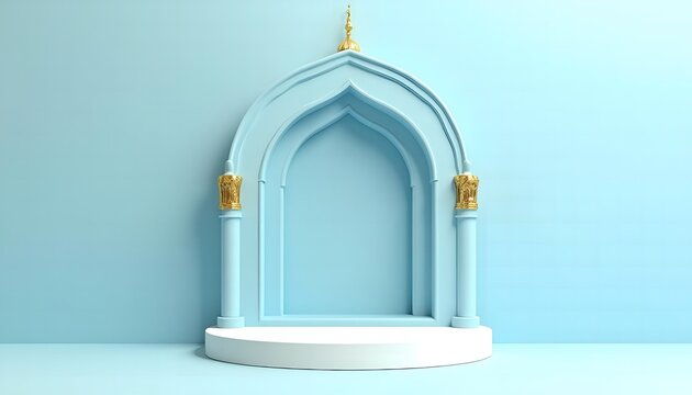 Elegant Islamic Arch Design with Golden Accents for Ramadan and Eid
