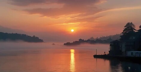 Sunset sends off the last of the evening sun, sunset, harborside