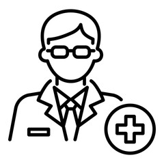 Medical professional icon, featuring a doctor, specialist, or healthcare worker in a hospital setting, representing healthcare, treatment, and patient care.