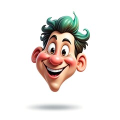 Smiling cartoon head on white background