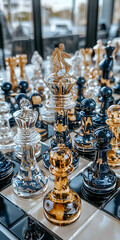Gold And Black Chess Pieces On A Chessboard