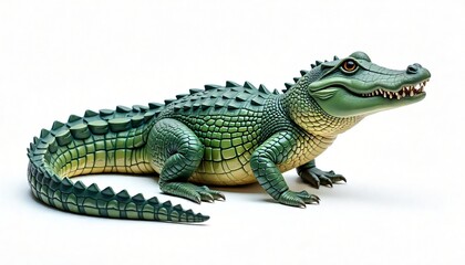 Obraz premium Detailed Green Crocodile Figurine Reptile Model Wildlife Animal Sculpture