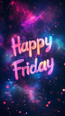 Happy Friday Neon Galaxy Vibes