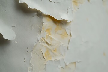 Peeling paint on wall surface showing aged layers and deterioration for texture background use