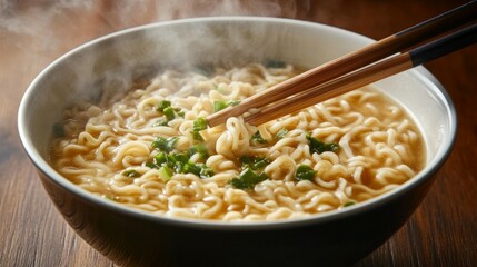 Steaming hot bowl of noodles, ready to eat!