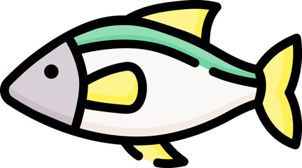 yellowback fusilier Illustration on a white background.