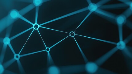 Abstract interconnected network lines with nodes in blue tones