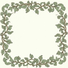 Naklejka premium Elegant Botanical Frame Illustration for Invitations and Stationery with Intricate Leaf Border Design.