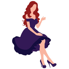 Woman in her elegant dress while sitting
