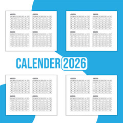 2026  Wall Calendar with Abstract, Minimal One Page, Modern and Tamplate with green color