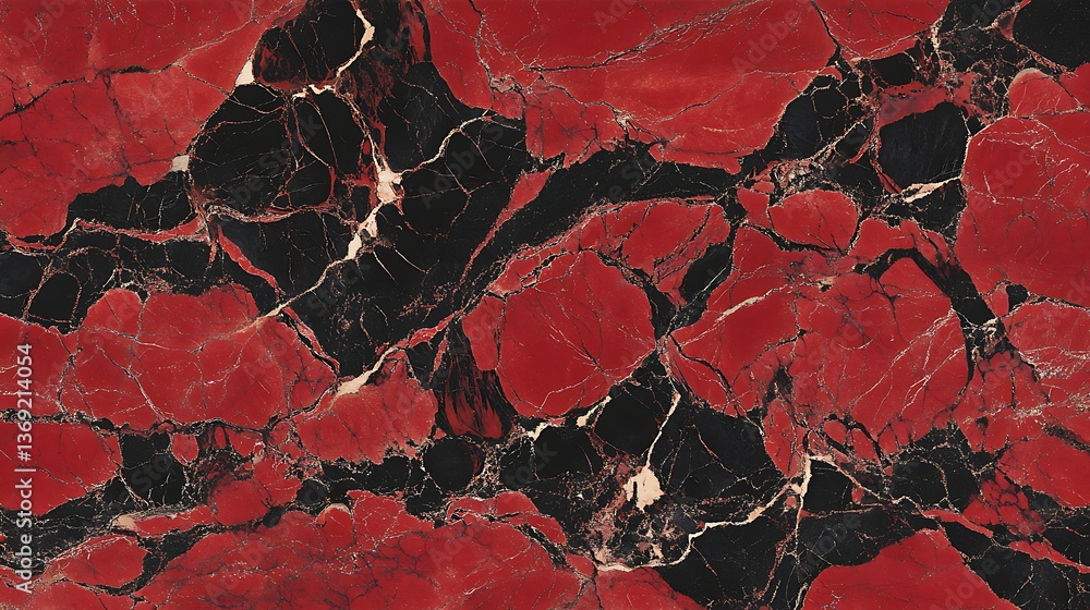 Poster striking red and black marbled texture creates a unique, elegant pattern design that is captivating 