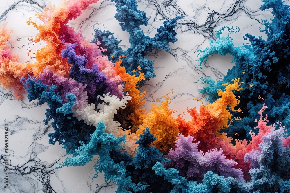 Poster intricate ink abstract art with mesmerizing marble background and unique paper texture