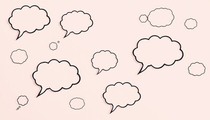 Cloud Thought Bubbles on Pink Background, Idea Collection Template, Brainstorming Discussion Framework
