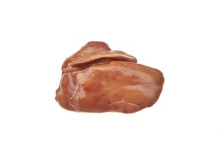 Fresh raw chicken meat slices on plate isolated on white background 