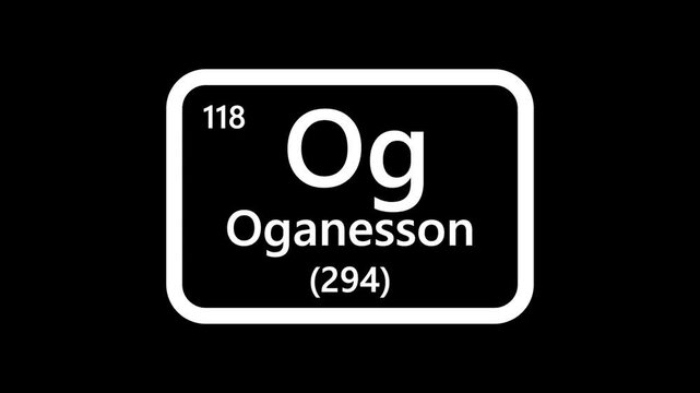 Oganesson element icon, Periodic table element Oganesson icon. Element of the periodic table of the Mendeleev system icon animation.