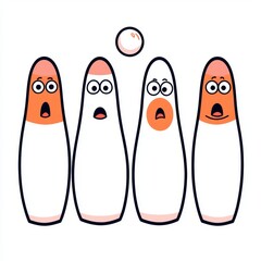 Playful Cartoon Bowling Pins Await the Ball