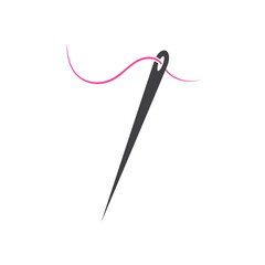 Black needle and pink thread,