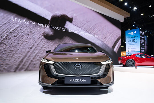 Nonthaburi Thailand MAR 26 2025: Mazda 6e, an electric sedan, at Bangkok International Motor Show 46th