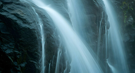 Close Up Waterfall Flowing Over Rocks