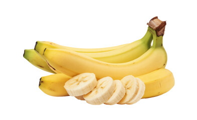 fresh bananas with slices isolated on white background