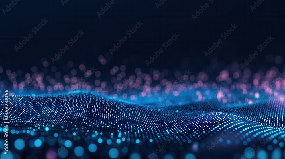 Aufkleber futuristic digital landscape with a captivating wave of glowing particle network showcasing the dyna