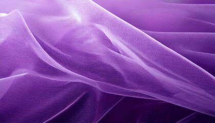 Obraz premium 紫のシフォン素材、透け感のある布、神秘的なドレープ、上品な布の流れ、柔らかい紫のテクスチャ、幻想的なファブリック、抽象的な紫背景、光を通す布地、エレガントな質感、ムラサキのレイヤー