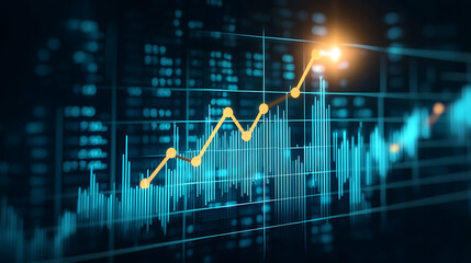 Analyzing growth trends in financial markets data visualization digital environment professional viewpoint