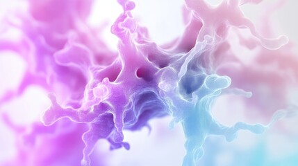 Obraz premium Abstract representation of complex biological structures. Delicate, flowing forms in soft pastel hues, creating a visually engaging image reminiscent of cells, proteins, or molecules