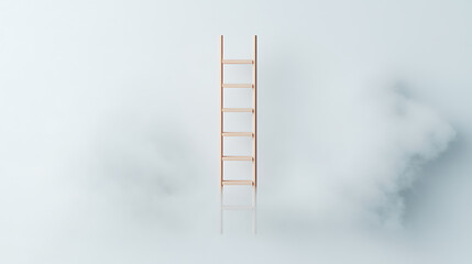 Ladder reaching for the sky minimalist studio digital art ethereal clouds centered perspective inspiration