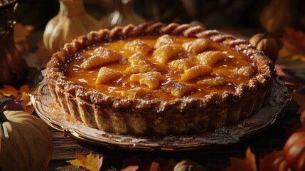 pumpkin pie with spiced filling autumn