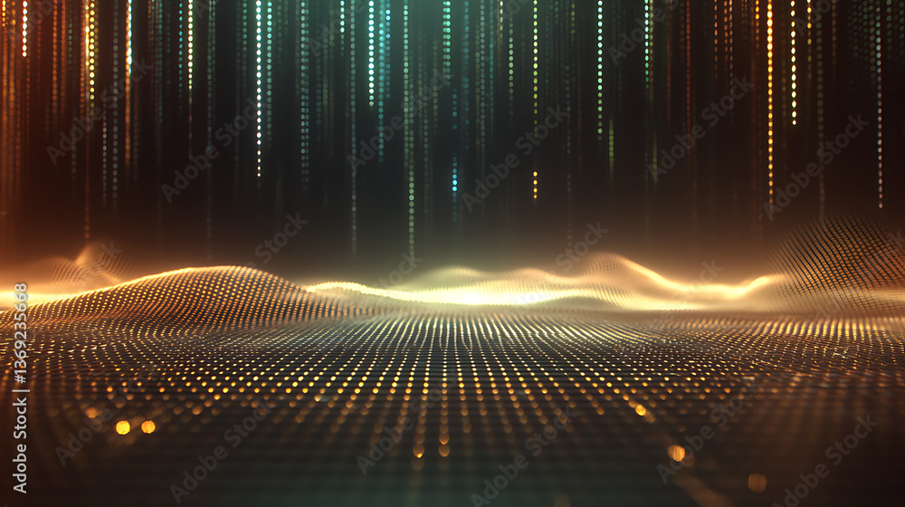 Poster dynamic light patterns creating an abstract visualization digital space graphic art futuristic envir