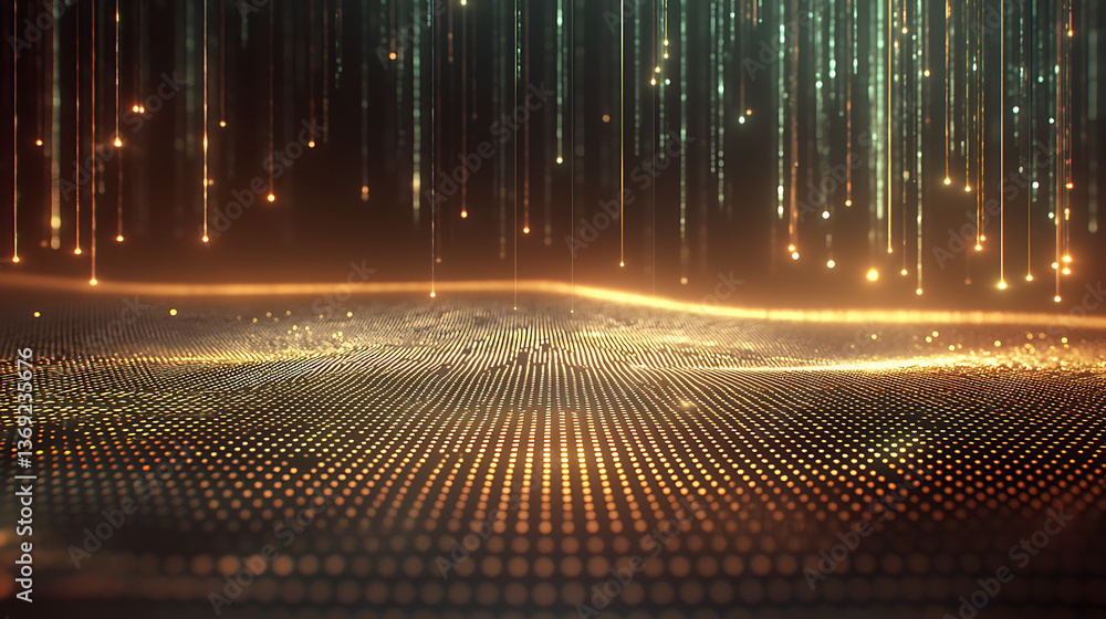 Poster dynamic light patterns abstract space digital artwork futuristic environment aerial view visual conc