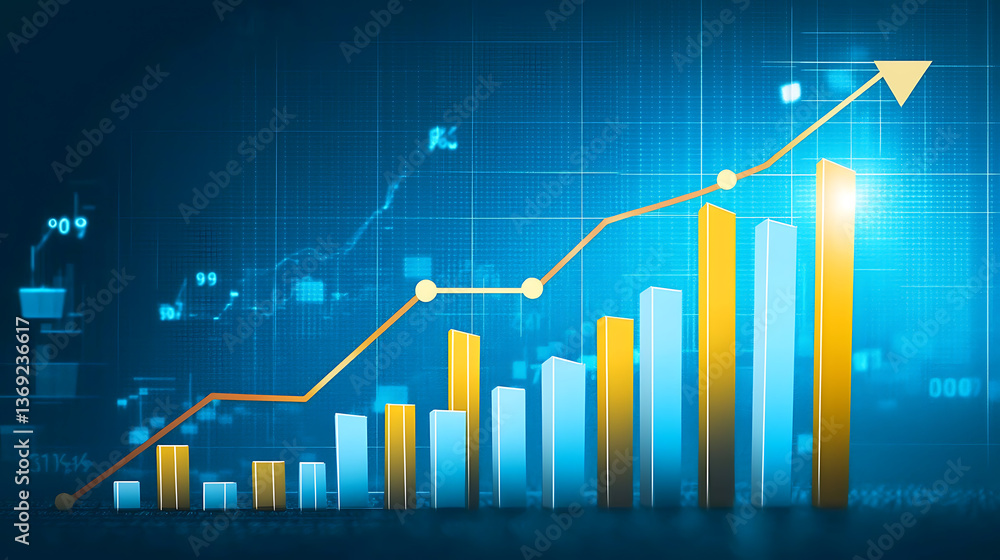 Aufkleber analyzing business growth trends in finance sector graphs and data visualizations digital environmen
