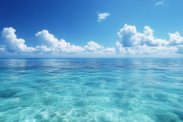 Crystal clear turquoise ocean water with sunlight reflecting on surface