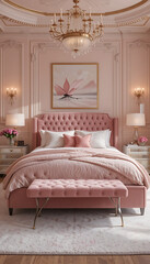 My Luxe Pink Bedroom" &ndash; Your blush velvet bed in your curated luxury bedroom.
