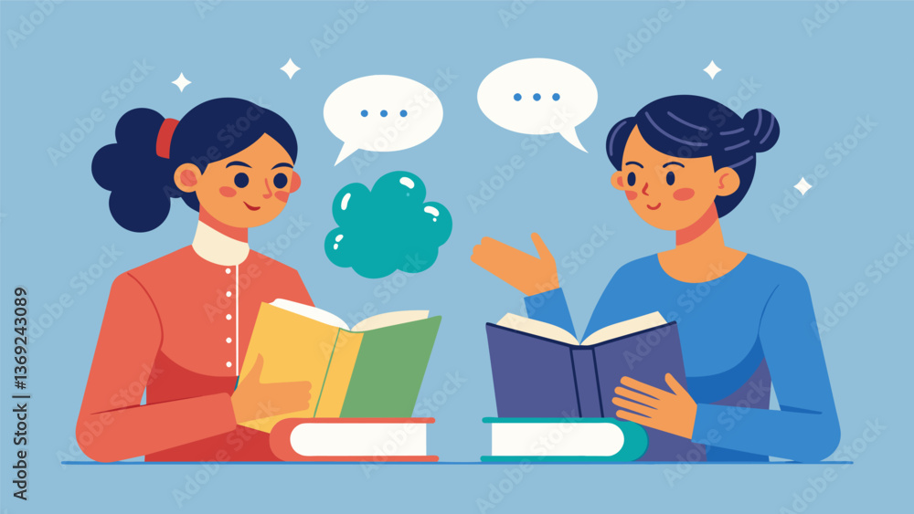 Poster a heated debate between two book club members with the rest of the group chiming in with their own t