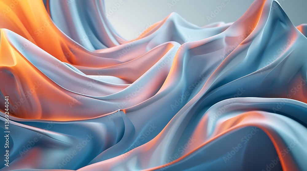 Poster abstract background featuring smooth, flowing shapes resembling draped fabric or soft waves in blend